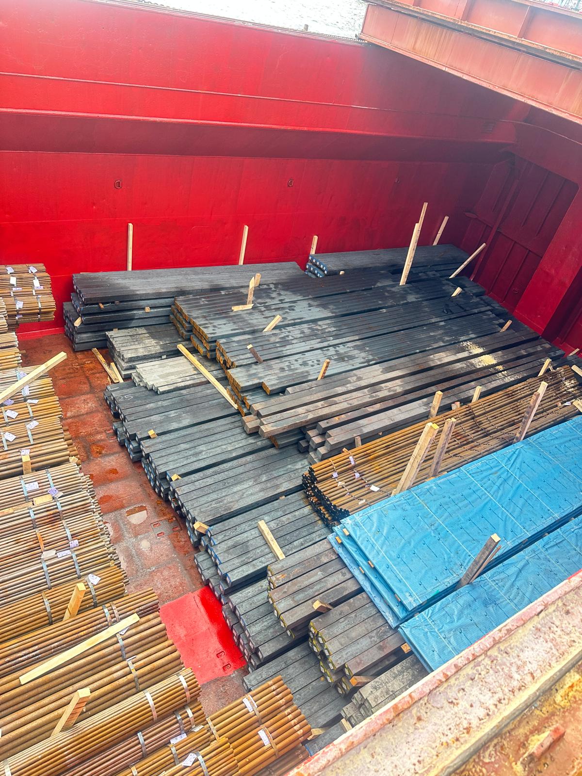 Rebar and steel cargo in hold