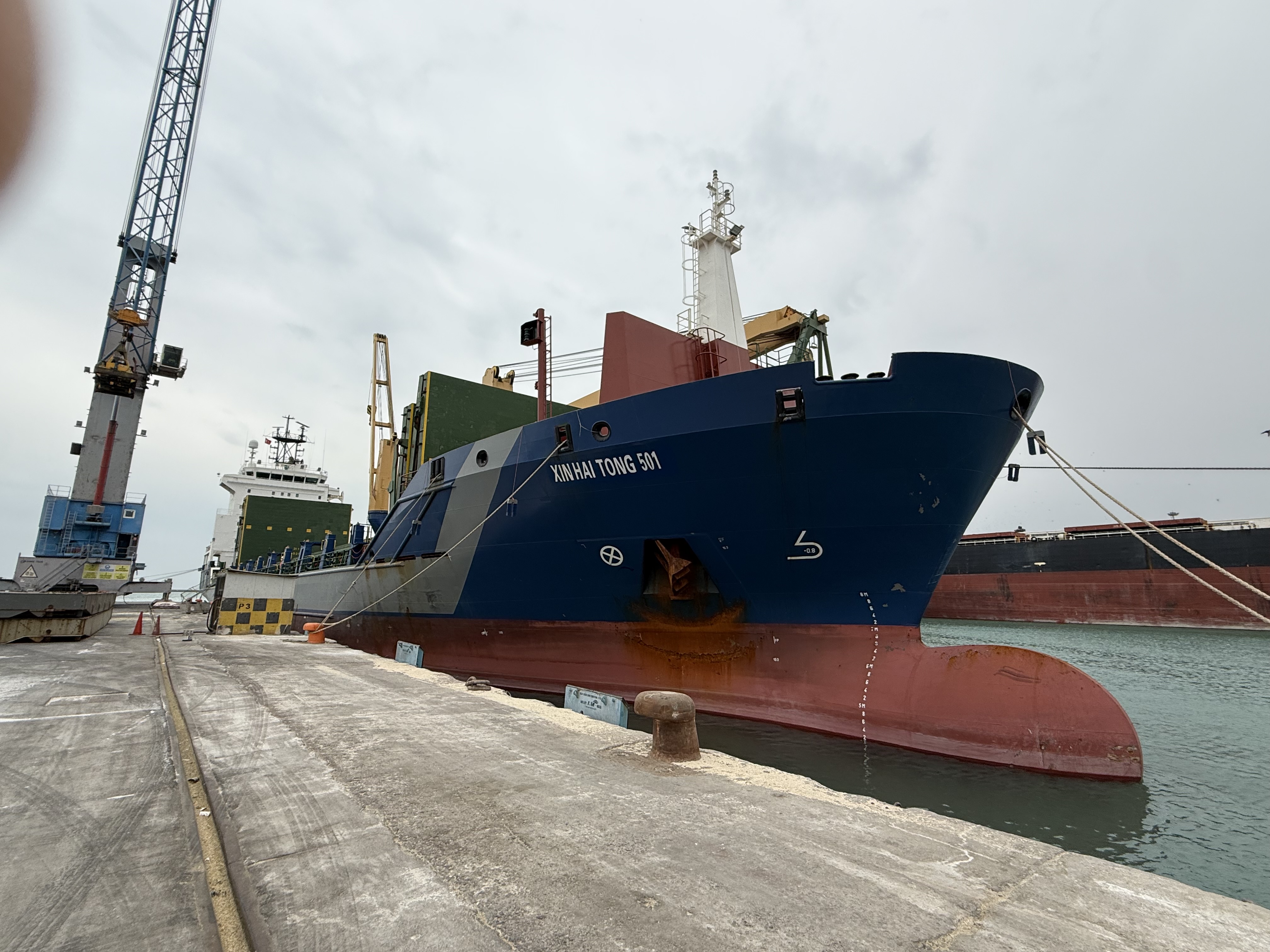 Cargo vessel XIN HAI TONG 501 at port